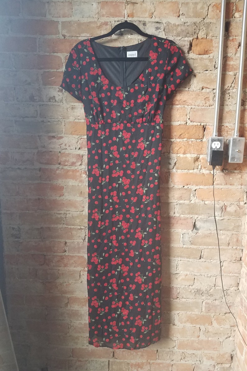 cherry print maxi dress