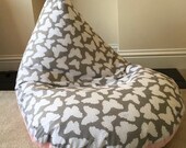 1 small Pink White Star Beanbag 1 large grey butterfly with pink base Beanbag