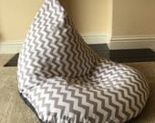 Large adult chevron grey beanbag bean bag gaming reading chair not guaranteed for Christmas delivery