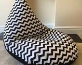 Childrens kids chevron black beanbag chair