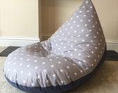 Large adult star grey beanbag bean bag gaming reading chair made to order