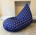 Large Navy Blue White beanbag seat gaming reading chair made to order