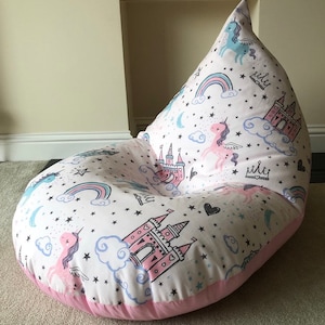 Large pink unicorn castle beanbag bean bag gaming reading chair made to order