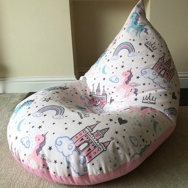 Large pink unicorn castle beanbag seat gaming reading chair made to order