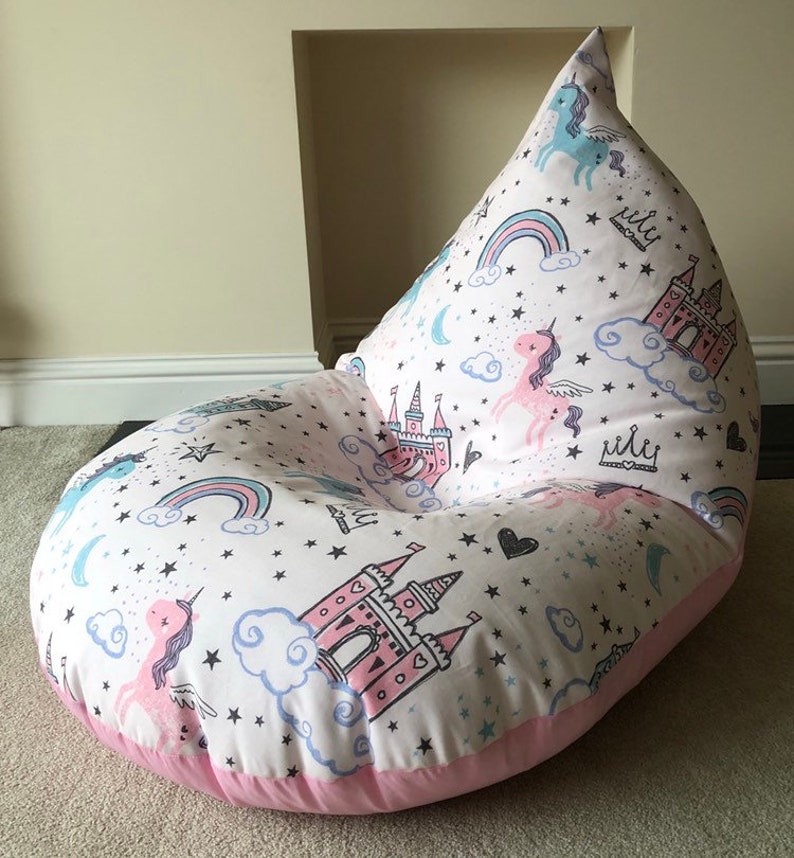 Large pink unicorn castle beanbag bean bag gaming reading chair made to order image 1