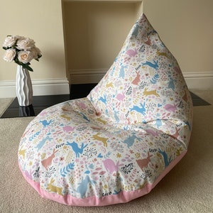 Children childs pink bunny rabbit beanbag bean bag gaming reading chair made to order