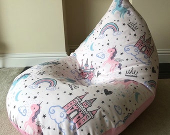 Small pink unicorn castle beanbag beanbag gaming reading chair made to order child children