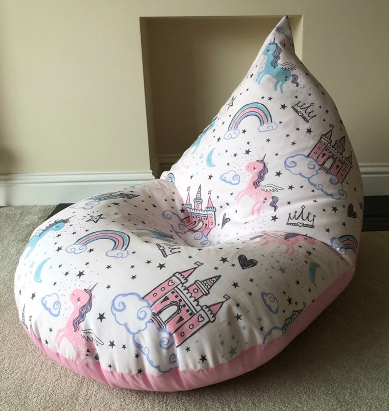Small Pink Unicorn Castle Beanbag Beanbag Gaming Reading Chair Etsy UK