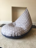Large star grey beanbag seat gaming reading chair made to order