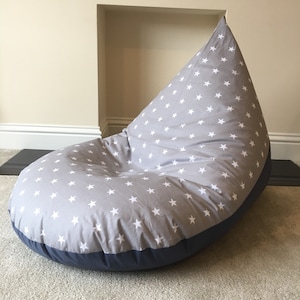 Large star grey beanbag seat gaming reading chair made to order