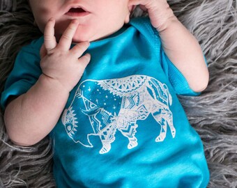 turquoise baby onesie