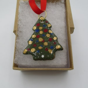 Handmade ceramic Christmas tree necklace for woman, teen or tween, Christmas gift, stocking stuffer, grab bag gift