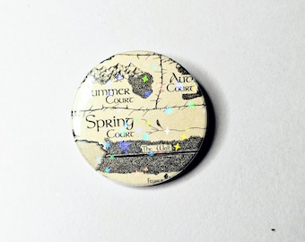 Map of Faerie Realms - Upcycled ACOTAR Book Page Pin | 38mm Holographic Button Badge | Unique Book-Lover Gift