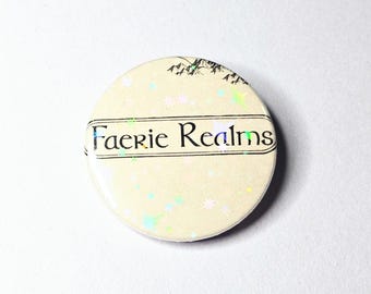 Faerie Realms - Upcycled ACOTAR Book Page Pin | 38mm Holographic Button Badge | Unique Book-Lover Gift