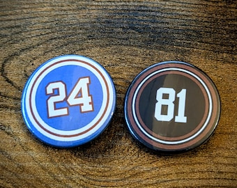 Shane Hollander or Ilya Rozanov Heated Rivalry Hockey Number Fan Badge | Unofficial Fan-Made Merch