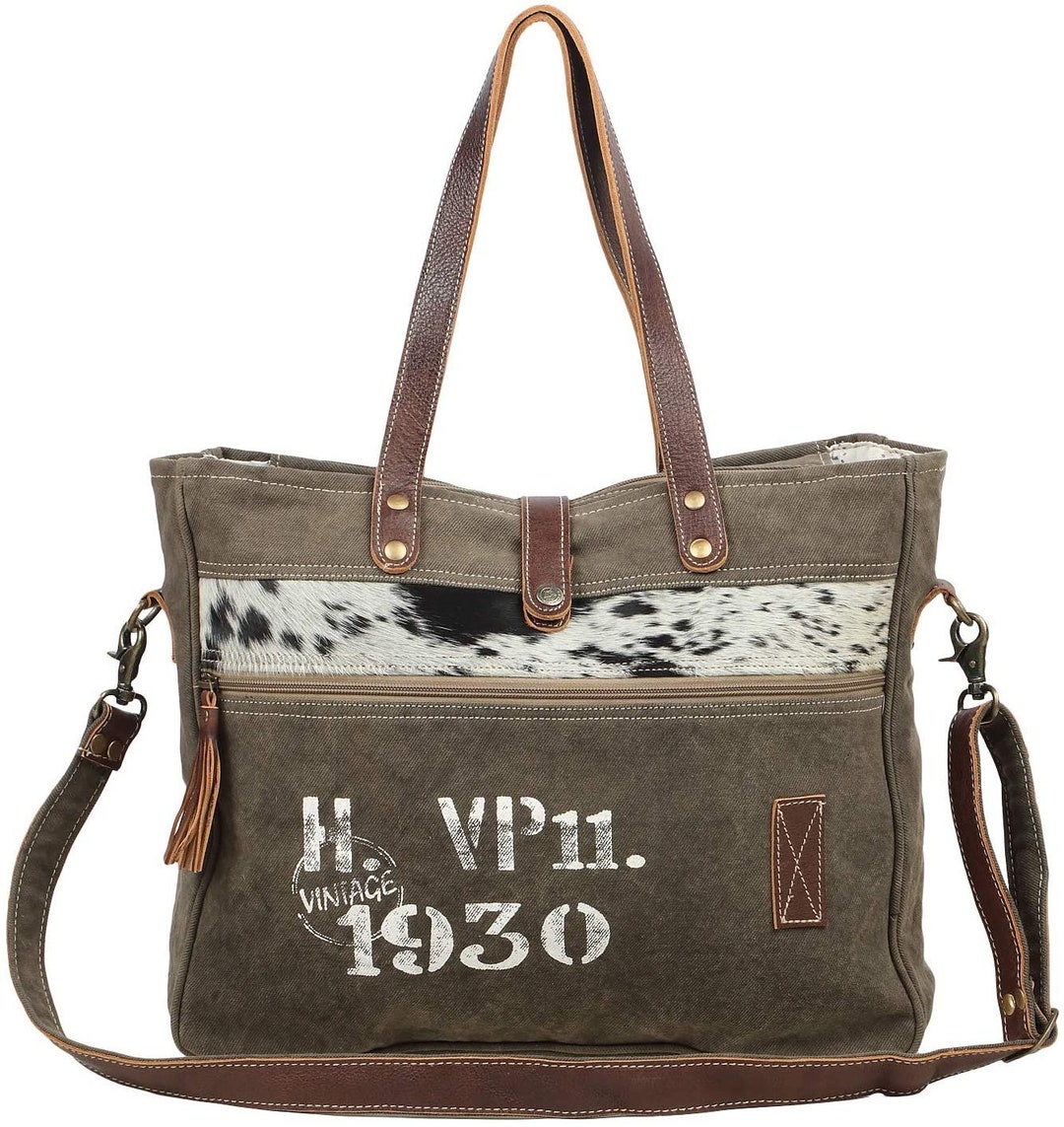 Myra Bag 1930 Classic Upcycled Canvas & Leather Messenger Bag Etsy