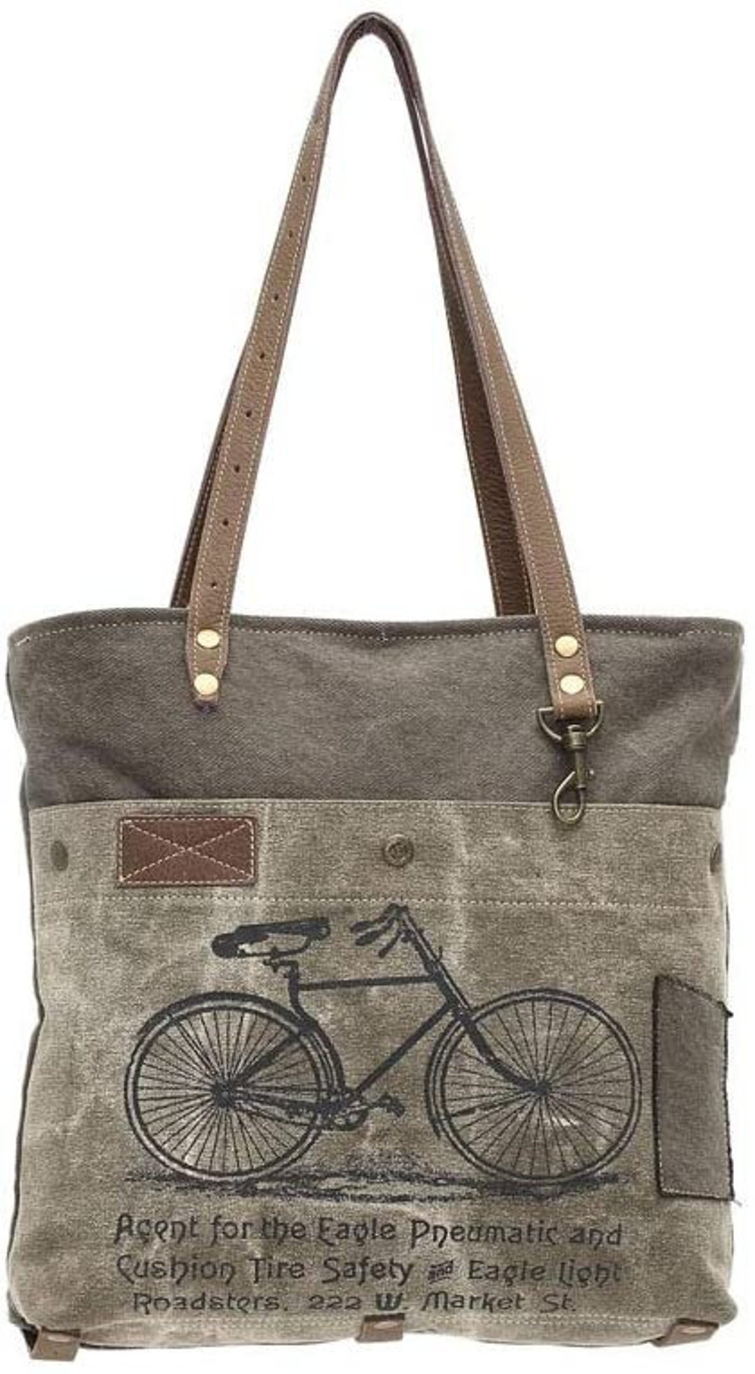 Myra Bags Green Bicycle Upcycled Canvas Tote Bag S0938 Etsy