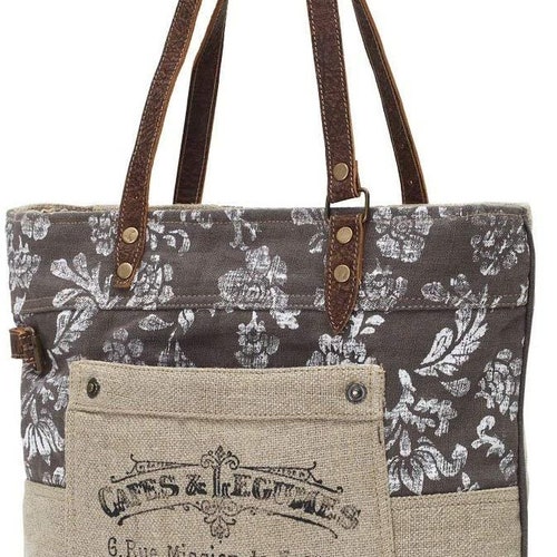 Myra Bags Green Bicycle Upcycled Canvas Tote Bag S0938 Etsy