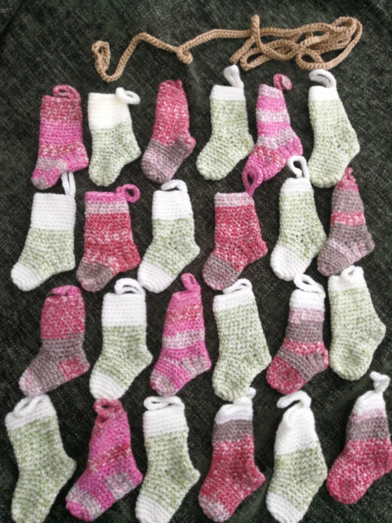 24 Mini Crochet Stocking Advent Calendar Stocking Advent Etsy