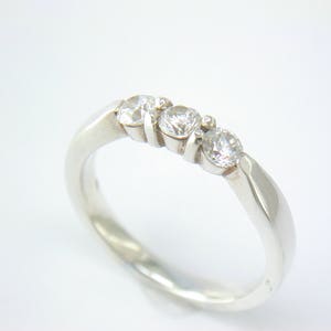 HALF PRICE Classic Three Stone Ring in Sterling Silver and CZ. Diamond Look Alike image 1