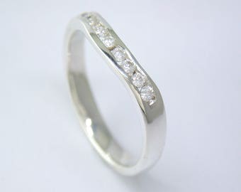 HALF PRICE A Wavy Half Eternity in Silver and C.Z. Diamond LookAlike