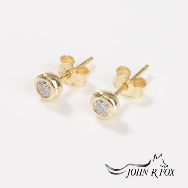 Chubbie Diamond Ear Studs Ttl 0.20pts, 18ct gold by John Fox