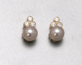 Champagne Collection pearl & diamond ear studs by John Fox