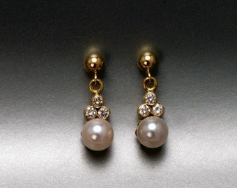 Champagne Collection pearl & diamond drop earrings by John Fox