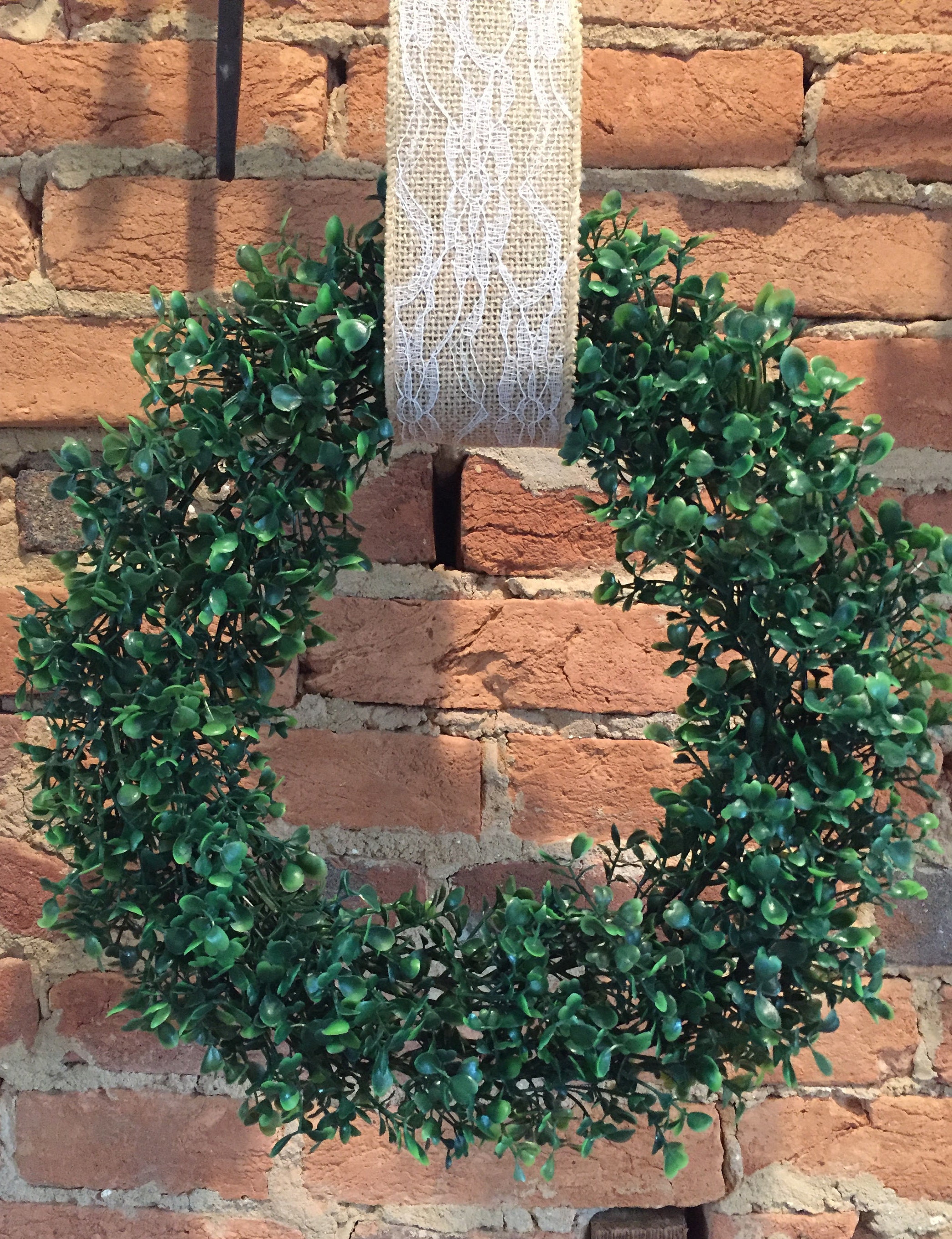 15 Faux Boxwood Wreath with Ribbon Etsy