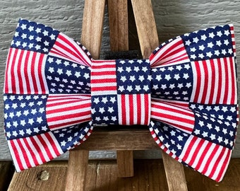 Patriotic Pet Bow Tie, American Flag Dog Bow Tie, Fourth of July Dog, Summer Dog Bow Tie, Summer Pet Bow Tie, America Dog Bow Ties, Pet bow