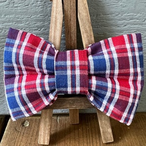 Blue & Red Plaid Pet Bow Tie, Plaid Dog bow tie, patriotic pet bow ties, summer dog bow tie, patriotic pet bow ties, dog bow ties, dog ties