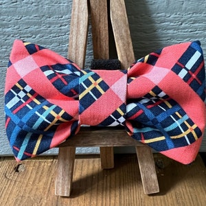 Handmade Plaid Dog Bow Tie: Preppy Pet Collar Accessory Handmade to order