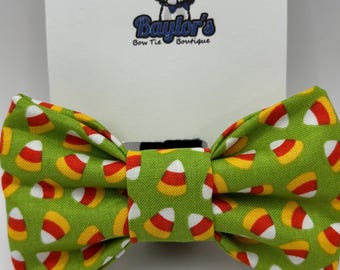 Green Candy Corn Dog Bow Tie: Handmade Halloween Pet Costume Handmade to order