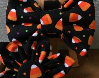 Candy Corn Dog Bow Tie, Candy Corn  Collar Flower, Halloween pet accessories