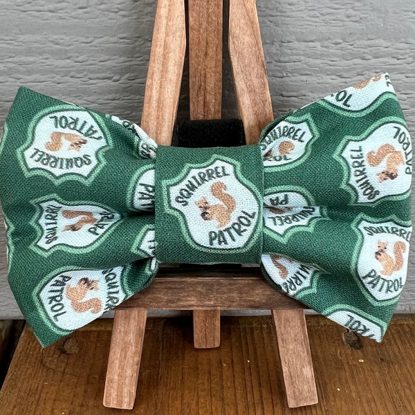 Squirrel Patrol Dog Bow Tie, novelty dog bow ties, cute dog bow ties, pet bow ties, Baylors bow ties