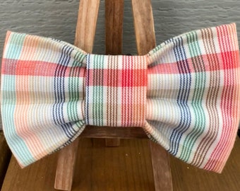 Vintage Plaid Dog Bow Tie, plaid dog bow tie, plaid pet bow tie, blue plaid dog bow tie, gingham dog bow ties, plaid pet bow