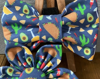 Tacos & Margs Pet Bow Tie OR Collar Flower, Baylors bow ties Handmade to order