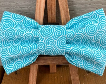 Blue Swirl Pet Bow Tie, cute dog bow ties, patterned dog bow ties, pet bow ties, bow ties for pets, Baylors bow ties