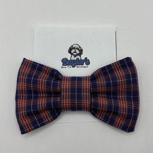 Upcycled Plaid Dog Bow Tie: Handmade Pet Collar Accessory