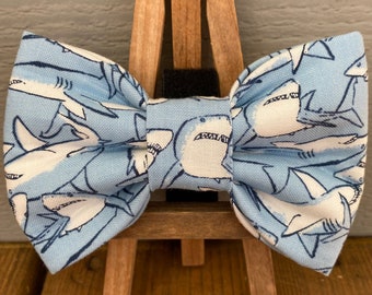 Light Blue Shark dog Bow Tie: summer pet bow ties, dog bow ties, shark pet bow ties, novelty bow ties, nautical dog bow tie, Baylors bow tie
