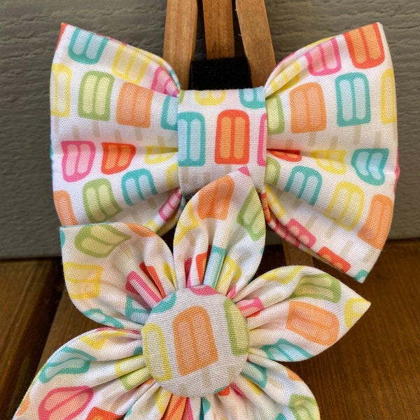 Popsicle Dog Bow Tie OR Collar Flower, summer pet bow ties, bow ties, pet bow ties, novelty bow ties, Baylors bow ties