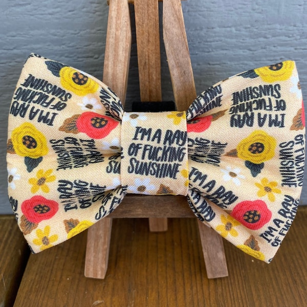 I’m a Ray of F*cking Sunshine Pet Bow Tie, novelty dog bow ties, cute dog bow ties, pet bow ties, Baylors bow ties