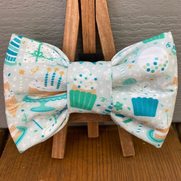 Blue & Green Birthday Pet Bow Tie, party dog bow ties, birthday pet bow tie, birthday, celebration pet bow ties