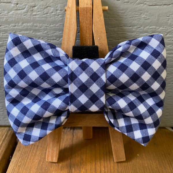 Blue Cross Gingham Dog/Cat Bow Tie OR Collar Flower