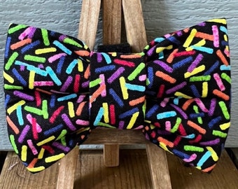 Sprinkles Dog Bow Tie: Handmade Birthday Party Pet Collar Handmade to order