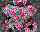 NEW Watercolor Roses Dog bow tie OR collar flower, bandana, OR Scrunchie
