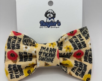 Ray of  fing Sunshine Dog Bow Tie - Novelty Pet Accessory Handmade to order