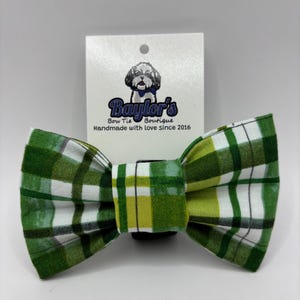 St. Patrick's Day Plaid Dog Bow Tie Handmade to order