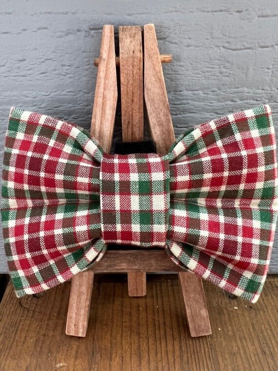 Christmas Plaid Dog Bow Tie holiday dog bow tie winter dog bow ties seasonal dog bow ties