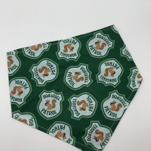 Squirrel Patrol pet bandana, snap on bandana, dog bandanAs